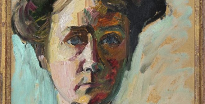 Gabriele Münter. Autorretrato, c. 1908. Óleo sobre cartón. 49 x 33,6 cm © VEGAP, Madrid